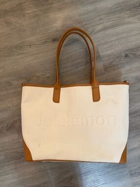lululemon athletica Cream Canvas Tote with Tan Trim